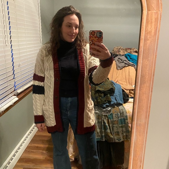 J.O.A Varisty Cable Knit Cardigan - Picture 1 of 4